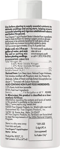 Miniatura 3 de True Organic - Concentrado Líquido de 16 oz - Alimento de Inicio Preplanta - Jardinería OMRI/Orgánica/Natural