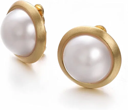 Miniatura 11 de Yoursfs Clip on Earrings for Women Round Faux Pearl Earrings Clipon 18K Gold Plated Non Pierced Earring Jewelry