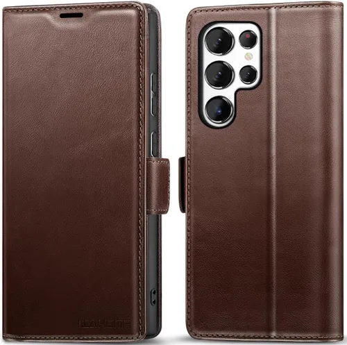 Miniatura 22 de KEZiHOME Funda para Galaxy S23 Ultra, de cuero genuino [bloqueo RFID], funda tipo cartera, ranura para tarjetas con tapa magnética y soporte
