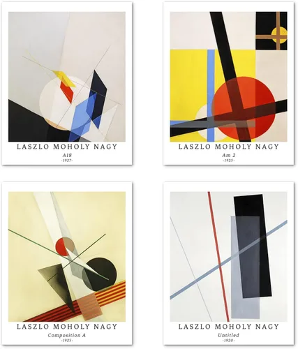 Miniatura 16 de Juego de 4 impresiones artísticas sin marco, arte giclée de 11 x 14 pulgadas, arte geométrico abstracto, decoración de oficina, estética colorida
