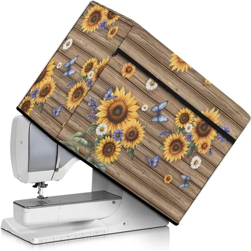 Miniatura 12 de Funda para máquina de coser de mariposas y flores con prácticos bolsillos, funda protectora con asa, para la mayoría de máquinas de coser estándar