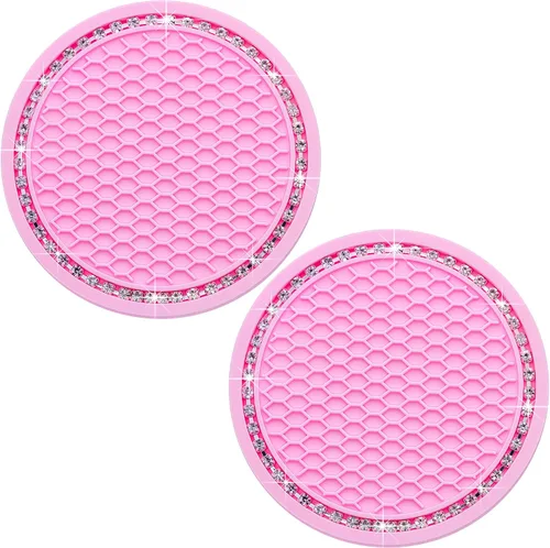 Miniatura 11 de 4 posavasos con brillantes para portavasos, 2.75 pulgadas, insertos para portavasos de auto, silicona suave antideslizante a prueba de golpes, Negro