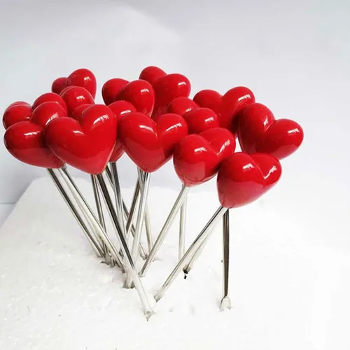 Miniatura 6 de 1 juego de tenedores de cóctel en forma de corazón tenedores de frutas palo decorativo palillo de alimentos con soporte para fiesta en el hogar