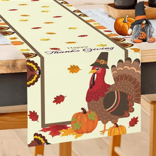 Miniatura 9 de GOOESING Camino de mesa de otoño, calabazas azules y blancas, hojas de eucalipto, caminos de mesa de otoño, Acción de Gracias, cocina, comedor