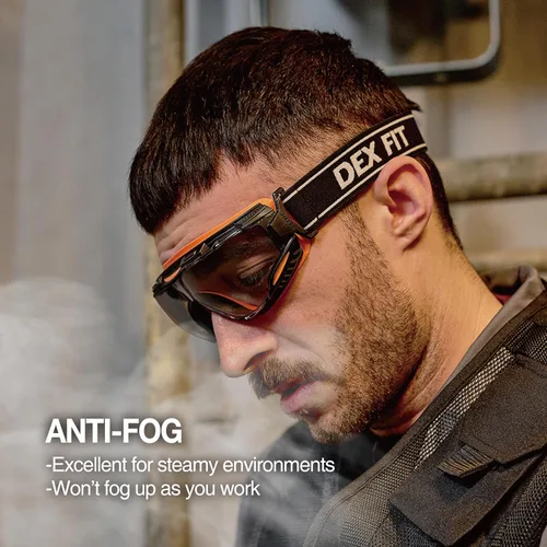 Miniatura 4 de DEX FIT Gafas de seguridad protectoras SG220; protección ocular Z87, antiniebla y antiarañazos, para trabajo, ajustables, unisex