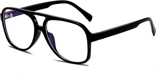 Gafas de aviador retro con luz azul para mujeres y hombres de los años 70, gafas de piloto con marco de gran tamaño, antifatiga ocular