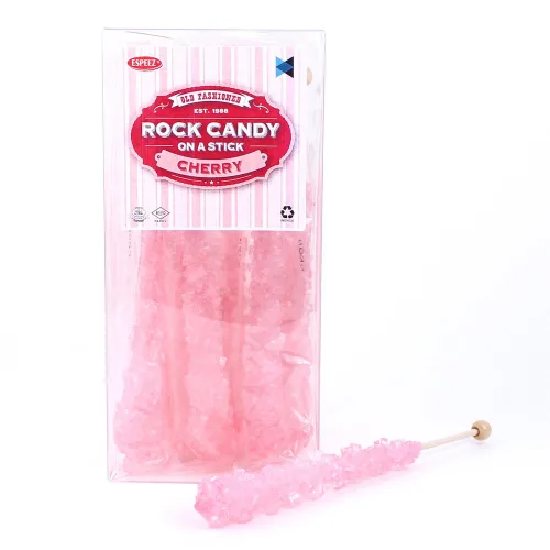 Palitos de caramelo de roca extragrandes: 12 paletas de cereza rosa – envueltas individualmente – Palitos de caramelo de roca de cristal para