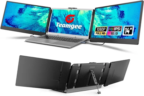 Teamgee Extensor de pantalla para portátil de 14 pulgadas, FHD 1080P IPS triple monitor portátil para portátil de 13 a 17 pulgadas (diagonal),