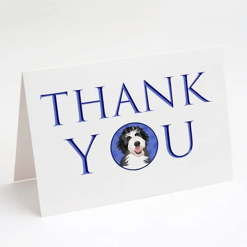 Miniatura 150 de Caroline's Treasures CK8919GCA7P - Tarjetas de felicitación y sobres de agradecimiento tricolor #1, diseño de pastor australiano, color negro, Blanco