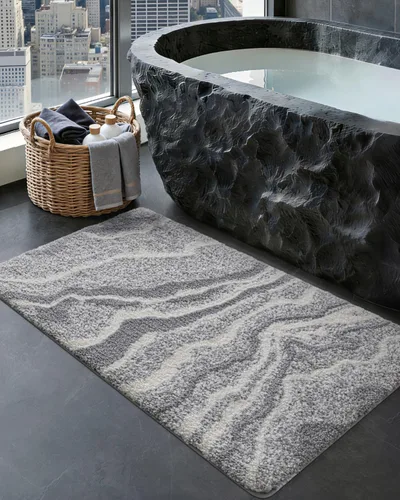 Miniatura 14 de DEXI Alfombra de baño de 17 x 30 pulgadas, suave y absorbente, antideslizante, lavable a máquina, alfombra de baño para suelo de ducha, bañera, Beige