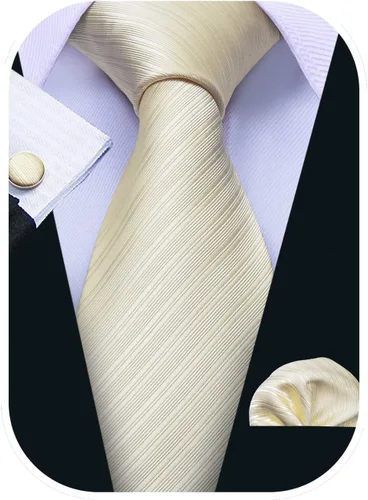 Barry.Wang Juego de corbatas para hombre, corbata de seda a rayas, tejido a cuadros, gemelos formales, negocios, boda