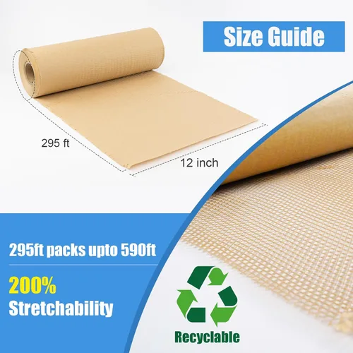 Miniatura 2 de Rollo de papel de embalaje de panal de abeja de 12 pulgadas x 295 pies con calcomanías frágiles, envoltura acolchada biodegradable para mudanza