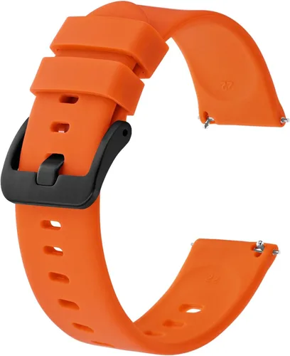 Miniatura 28 de BISONSTRAP Correas de reloj de silicona, correas de reloj delgadas con liberación rápida, 0.787 in, negro con hebilla negra