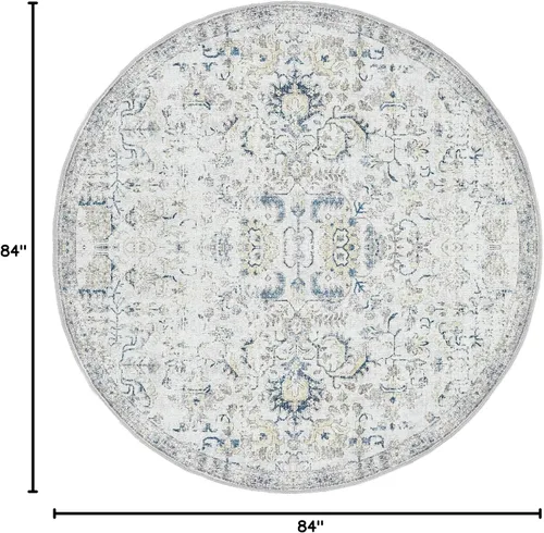 Miniatura 234 de jinchan Lima - Alfombra simétrica floral geométrica lavable, alfombra de entrada de medio círculo de 2 x 3, alfombra de media luna, suave y Azul
