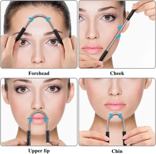 Miniatura 5 de Mudder 4 piezas de removedor de vello facial primavera ceja cara bobina depiladora portátil removedor de pelo primavera herramienta para mujeres