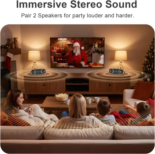 Miniatura 8 de DOSS SoundBox Pro+ P400 Altavoz Bluetooth, sonido estéreo fuerte de 50 W, graves profundos, tiempo de reproducción de 26 horas, luces espejo