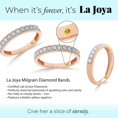 Miniatura 3 de La Joya 110 - 12 CT TW Certified Lab Created Vintage Inspired Diamond Rings - Sparkling 10k Solid Gold Wedding Bands for Women, Stackable Band