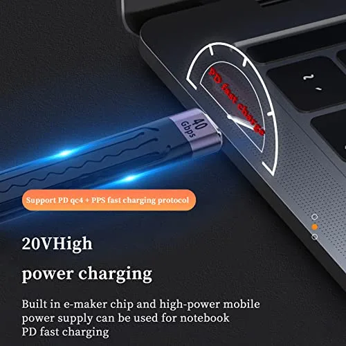 Miniatura 4 de APEXSUN Cable USB C corto, USB C a C de 0.4 pies, cable flexible compatible con Thunderbolt 4/3, USB4, PD 100 W, carga rápida, video 8K