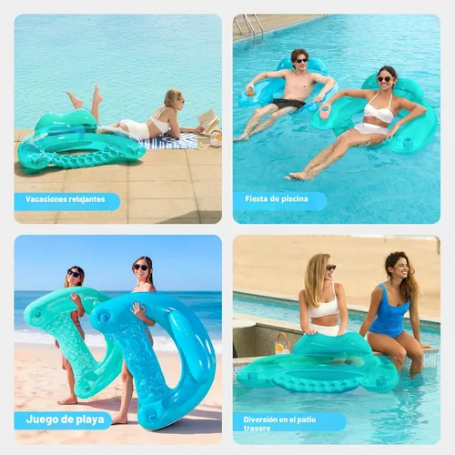 Miniatura 7 de SLOOSH Inflatable Pool Floats Adult,2 Pack Pool Chairs with Cup Holders,X-Large Blow up Floats Chair,Hammock Noodle Mat for Relaxing Summer Water