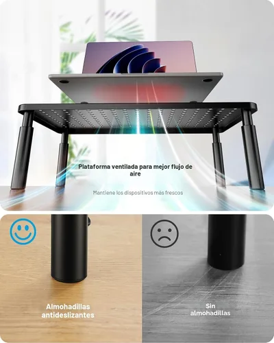 Miniatura 6 de HUANUO Soporte para Monitor, Soporte para Monitor Ajustable en 3 Alturas, Soporte para Monitor con Ventilaciones para Flujo de Aire, Soporte