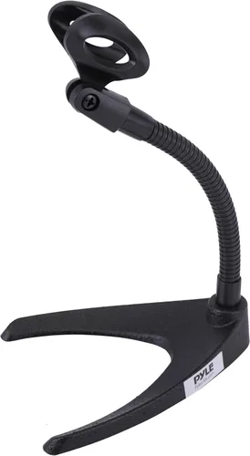 Pyle PMKS8 - Soporte universal para micrófono de mesa con soporte flexible de cuello de cisne de 8.2 pulgadas y base sólida en forma de U, perfecto