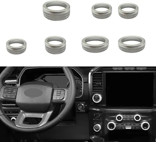 Miniatura 4 de Keptrim para Ford F150 2021 2022 2023 2024 2025 Perilla para Interruptor de Aire Acondicionado y Remolque y 4WD y VOL y Botón de Faro, Aluminio Negro