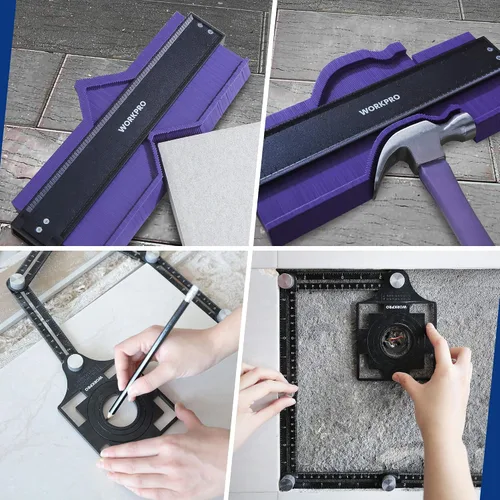 Miniatura 7 de WORKPRO Kit combinado de herramientas de medición de ángulo de 10 "y 6 lados, duplicador de medidor de contorno de forma plástica, regla de medición