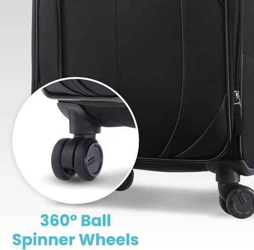 Miniatura 5 de American Tourister 4 KIX 2.0 - Colección de maletas con ruedas giratorias de lado blando, Negro, Juego de 2 piezas (maleta de manomediana)