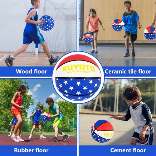 Miniatura 7 de KUYOTQ Kids Toddler Youth Adult Size 3/4/5/6/7 Basketball 22/25.5/27.5/28.5/29.5" Thickened Rubber or Faux Leather Indoor Outdoor Basketball for