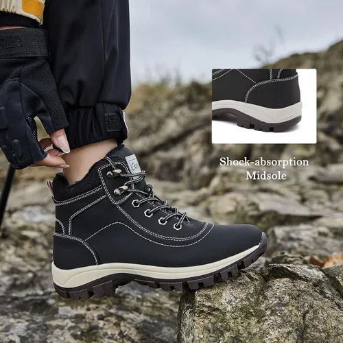 Miniatura 4 de Botas impermeables para el trabajo de senderismo para mujer, botas tácticas de senderismo para la nieve de invierno, botas de senderismo