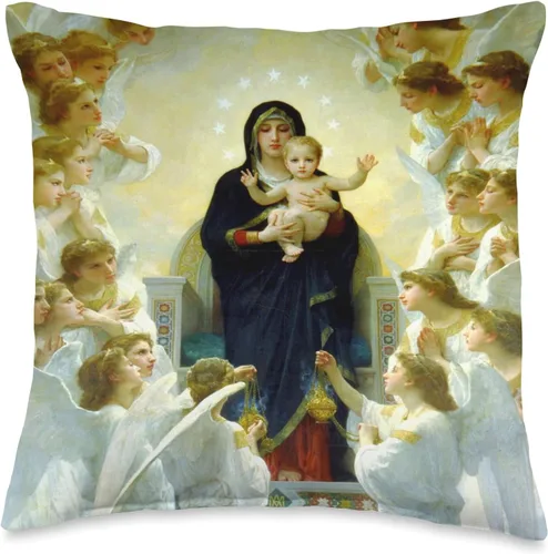 Mary Queen of Angels Almohada de tiro 16x16, multicolor