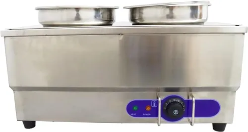 Miniatura 3 de INTBUYING Calentador de sopa de alimentos con 2 cacerolas, calentador de vapor Bain Marie de acero inoxidable con 2 ollas 110 V 1500 W