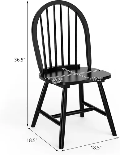 Miniatura 3 de WATERJOY Juego de 4 sillas de comedor de madera negra de 18 pulgadas, sillas de asiento Winsome de madera de caucho con respaldo alto para cocina