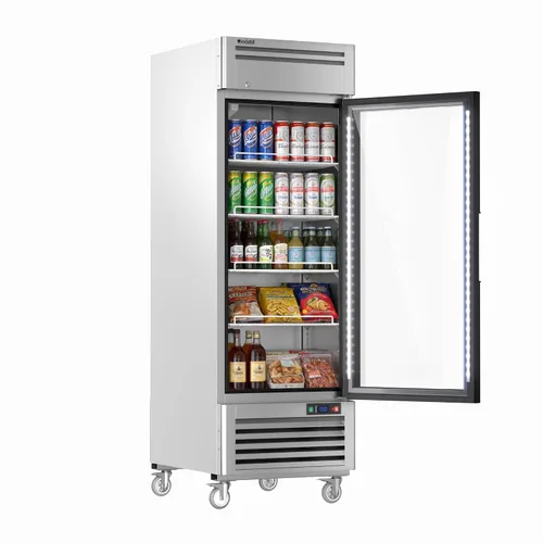 Miniatura 10 de Coolski Congelador comercial con puerta de vidrio individual, 21.8 pies cúbicos congelador vertical para helados y alimentos congelados, estantes