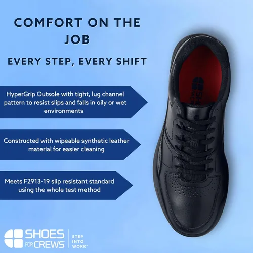 Miniatura 3 de Shoes For Crews Zapatillas de trabajo antideslizantes para hombre - Zapatos cómodos y antideslizantes para hombres en servicio de alimentos, salud