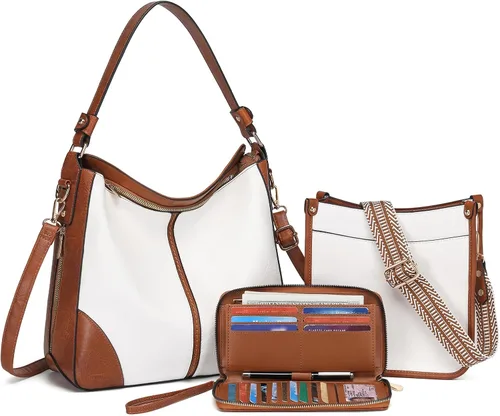 Miniatura 24 de Carteras para Mujeres 3PCS, Juego de Bolsos Cruzados Bolso Grande de Cuero Carteras de Hombro con Billetera Correas Ajustables para Damas Tote
