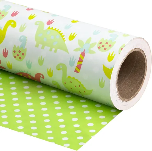 Miniatura 12 de WRAPAHOLIC Papel de regalo reversible, mini rollo, 17 pulgadas x 33 pies, sirena con diseño de lámina colorida para cumpleaños de niños, fiestas