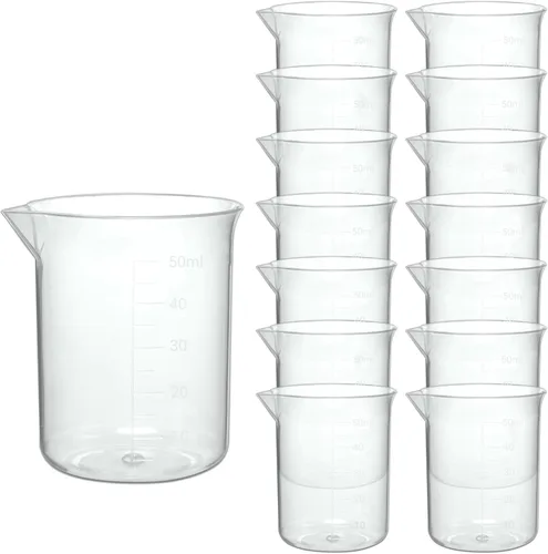 Miniatura 9 de 6 vasos de plástico de laboratorio de 3.4 fl oz, tazas medidoras transparentes con escala graduada y boquilla de vertido para experimentos