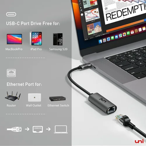 Miniatura 8 de uni - Adaptador USB C a Ethernet Gris