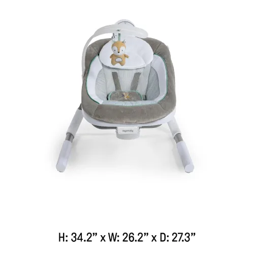 Miniatura 6 de Ingenuity Anyway Sway - Columpio portátil plegable de 5 velocidades y asiento infantil multidireccional con vibraciones, sonidos de la naturaleza