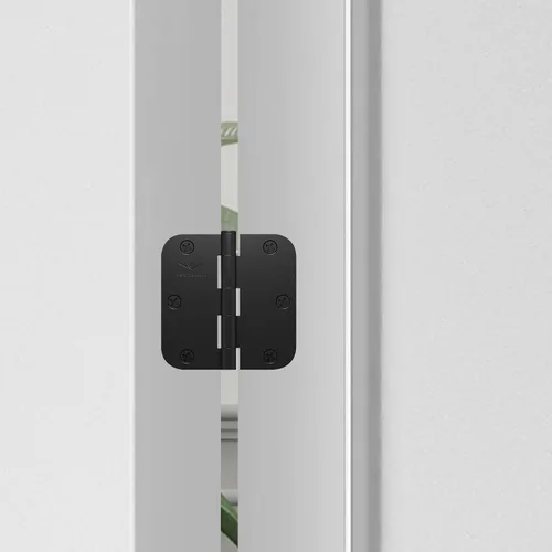 Miniatura 5 de Paquete de 30 bisagras de puerta negras mate, 3.5 pulgadas con bisagras de puerta plegable interior de radio de 5/8 pulgadas, controles de hardware