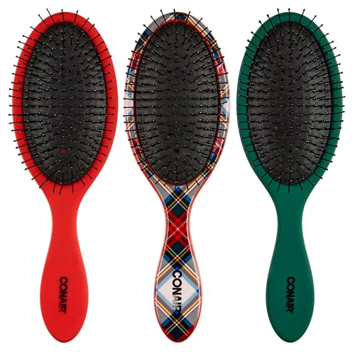 Miniatura 11 de Conair Juego de Cepillos Desenredantes para Cabello, Paquete de 3 Cepillos Desenredantes para Cabello Húmedo o Seco, Desenredante Suave para Todo