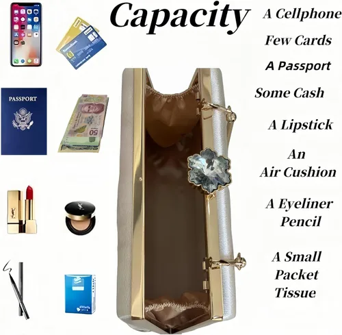 Miniatura 7 de Bolso bordado de seda para mujer, bolso de hombro rectangular, bolso cruzado para banquete de boda