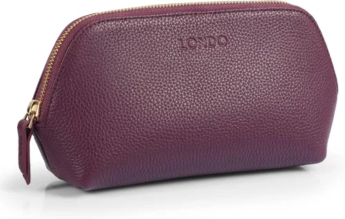 Miniatura 10 de Londo Bolsa de maquillaje de cuero genuino bolsa cosmética organizador de viaje embrague de artículos de tocador