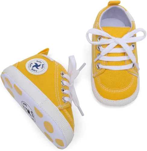 Miniatura 4 de Baby Girls Boys Shoes Soft Anti-Slip Sole Newborn First Walkers High Top Canvas Denim Unisex Infant Sneaker