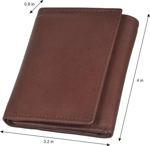 Miniatura 5 de Billetera delgada y compacta con solapa para niños y bolsillo para monedas, Café Oscuro, 3.3 4" x 3", Cartera triple