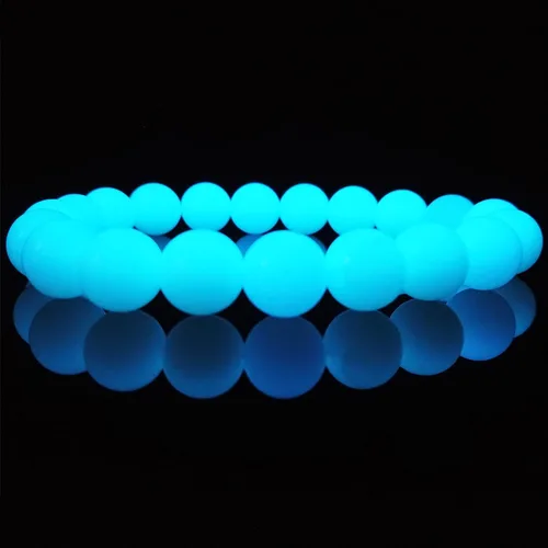 Miniatura 2 de TWINKLING Cuentas que brillan en la oscuridad, piedras solares luminosas, cuentas redondas brillantes con agujero para manualidades, pulseras, Azul