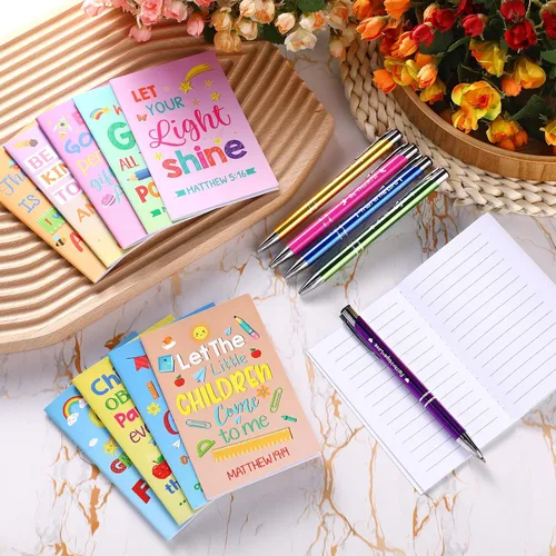 Miniatura 4 de Fulmoon 40 piezas de regalos cristianos para niños, cuadernos motivacionales con versículos bíblicos, bolígrafos religiosos, citas inspiradoras