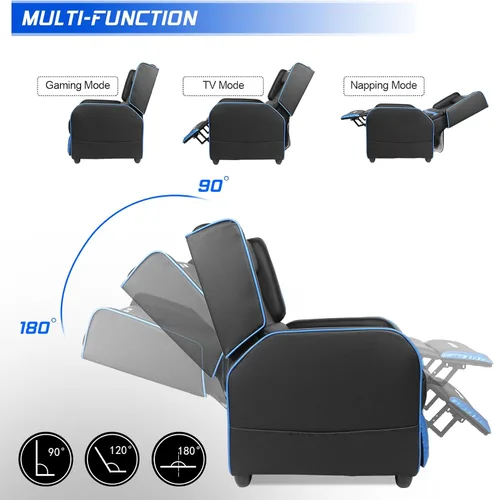 Miniatura 6 de BOSSIN Silla Reclinable Gaming para Adultos 400lbs Estilo Racing Sofá Grande y Alto Asiento Reclinable de Cuero PU, Lounge Ergonómico Moderno Cómodo