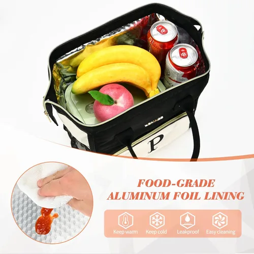 Miniatura 4 de Bolsa de almuerzo personalizada para mujer, elegante, reutilizable, aislada, con iniciales, para amiga, grande, de apertura ancha, resistente al